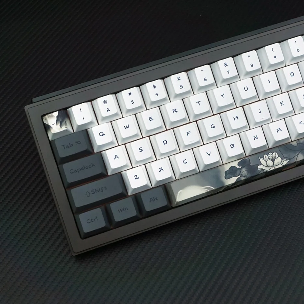 

Ink Lotus Keycaps Cherry Profile PBT Sublimation for 61 87 96 108 Keycaps for Mechanical Keyboard Game Accessories Front Carve