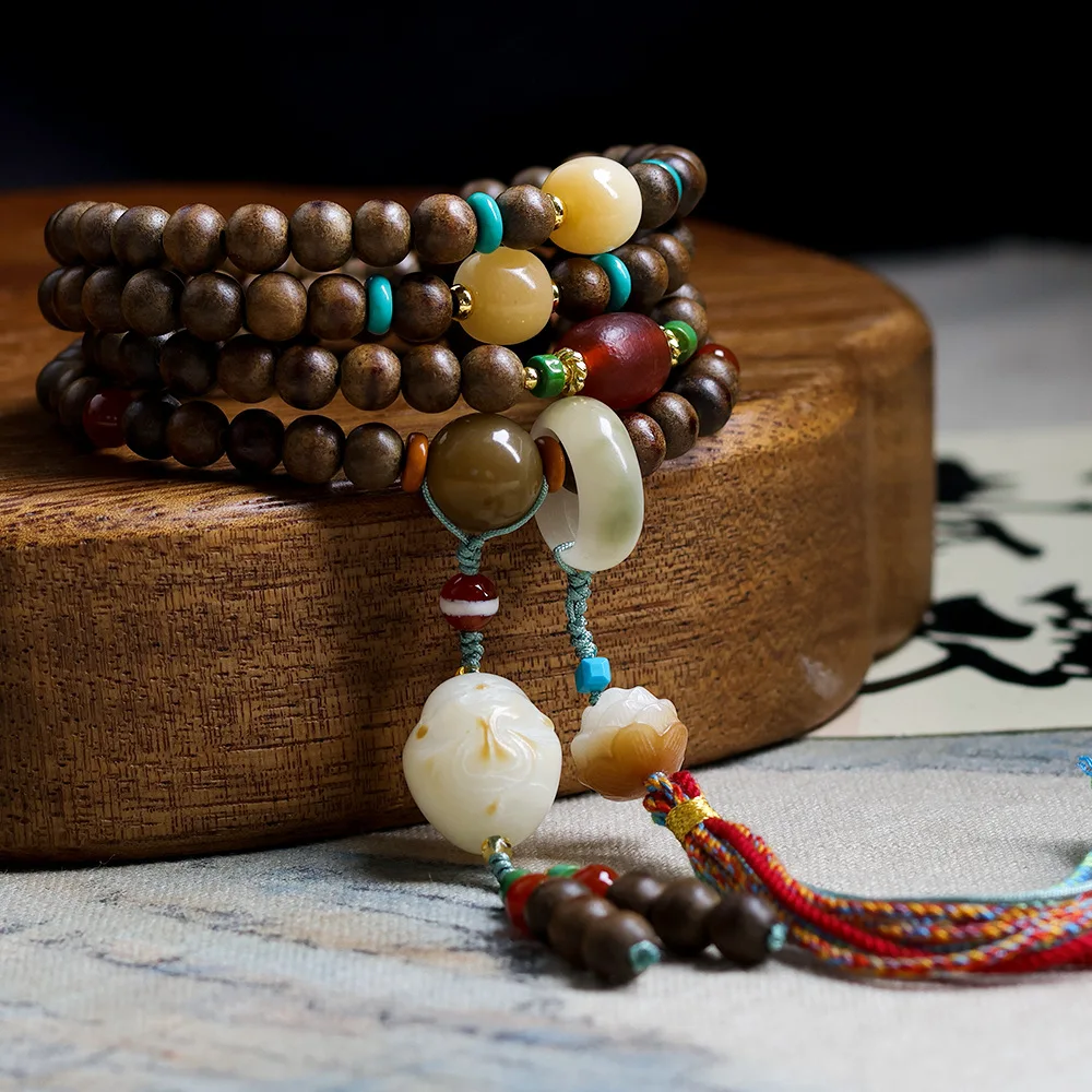 

2026 Fall New Launch Premium Butter Agarwood Multi Wrap Bracelet Original Wenwan Sweater Chain Bracelet Gifts