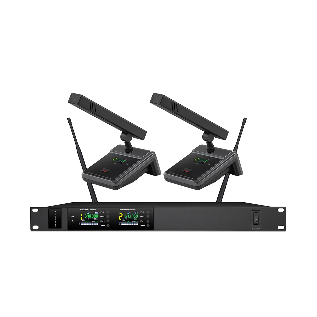 T-DM102 Series UHF 2 Channels Wireless Microphone Conference Microphone System
