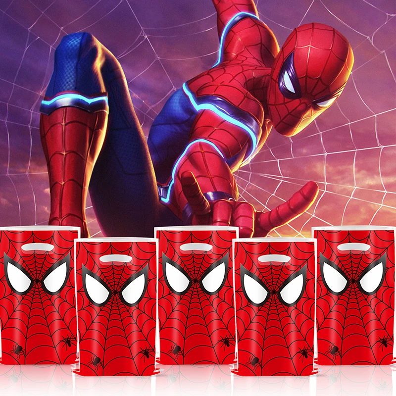 New Spiderman Birthday Party Gift Bags Spider Theme Plastic Candy Bag Boy Loot Bag for Kids Birthday Party Favors Supplies Decor