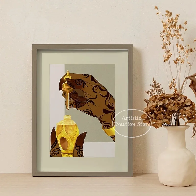 Somali Black Women Art Poster Fashion African Arab Incense Essential Oil Perfume Wall Picture Prints Canvas Painting Home Decor