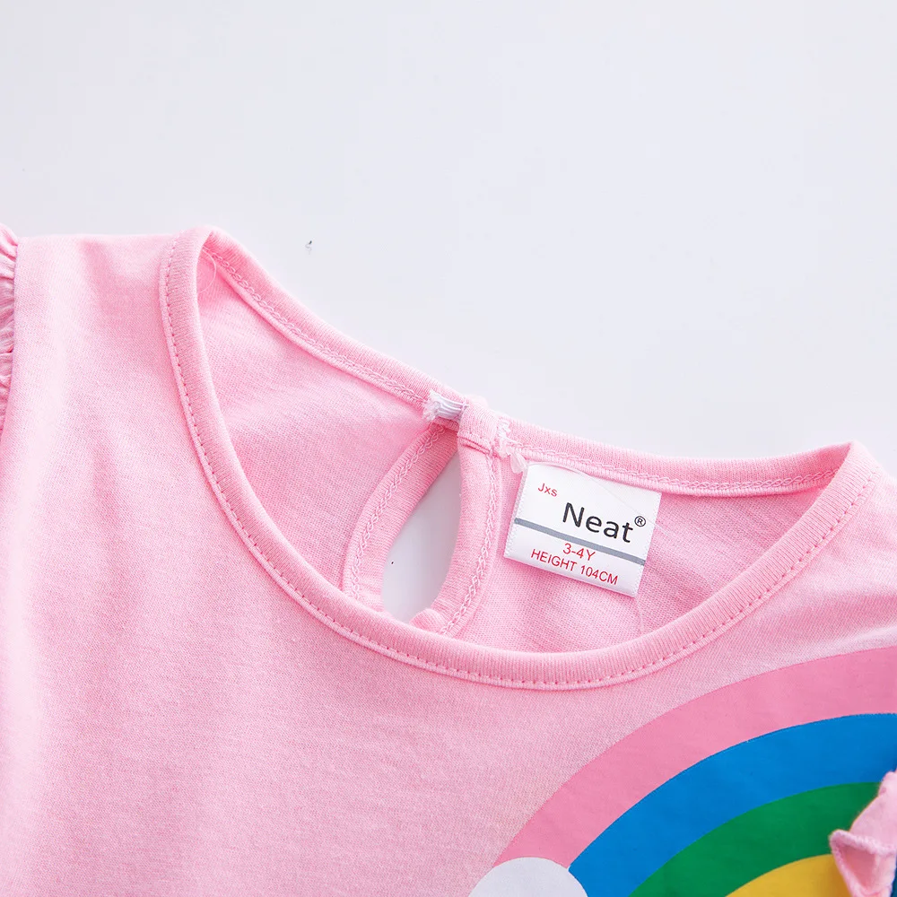Langärmliges Einhornkleid für Mädchen, Herbststickerei, zwei Taschen, Regenbogenärmel, 81035 – Detail 22