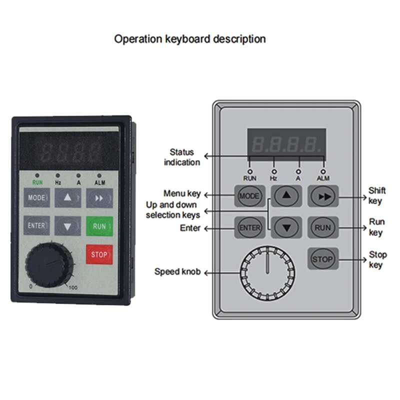 Imagem -04 - Conversor de Frequência Variável para o Inversor de Controle de Velocidade do Motor Mini Vfd Econômico 220v 0.2kw 0.4kw 0.75kw 1hp