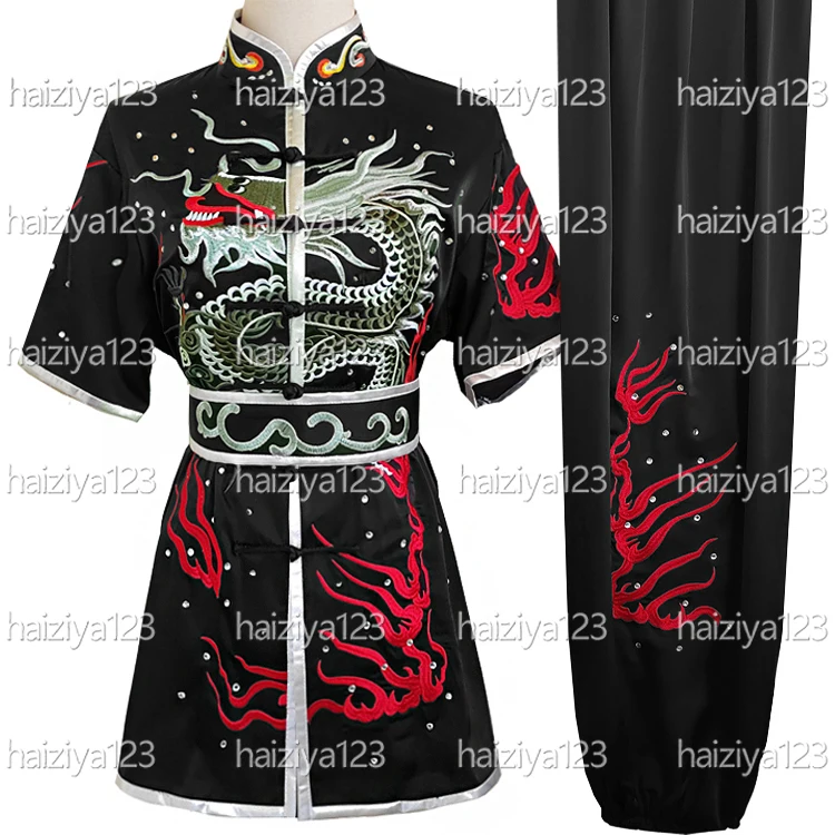 

Embroidered dragon Wushu uniform Kungfu clothes Martial arts suit Changquan outfit for male female girl boy kids adult unisex