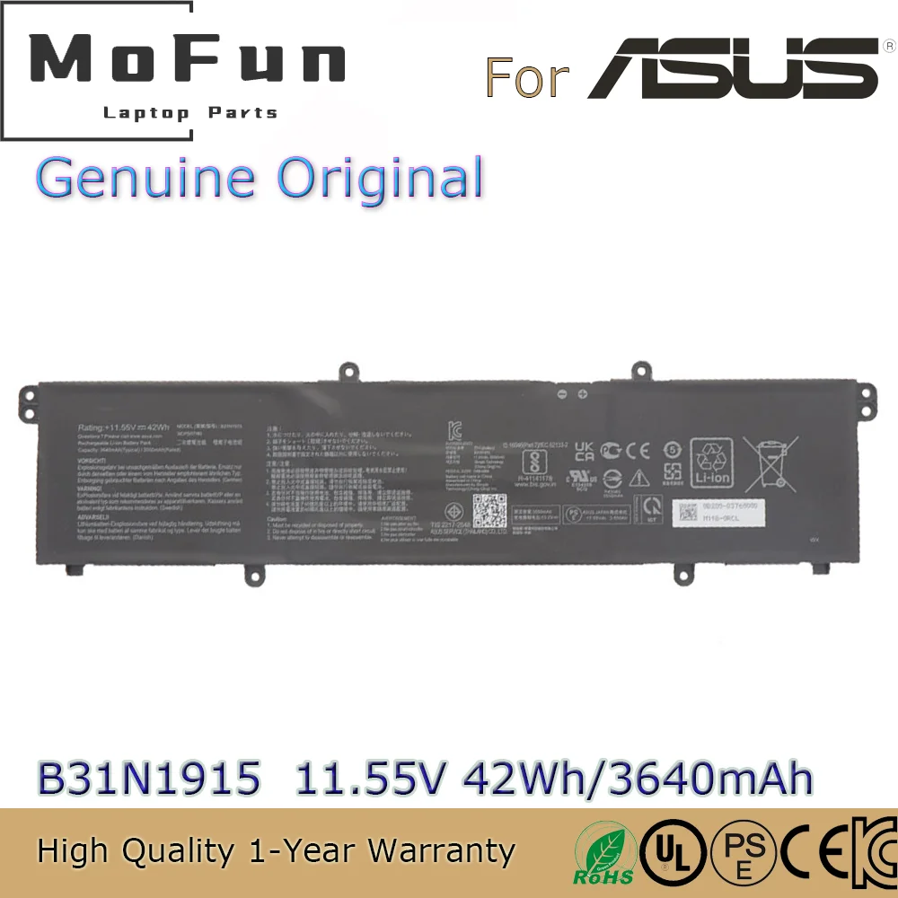 بطارية لابتوب أصلي Asus ، B31N1915 ، V ، 42Wh ، B1400CEAE ، B1500CEAE ، BR1100FKA ، 31CP5 ، ماركة جديدة