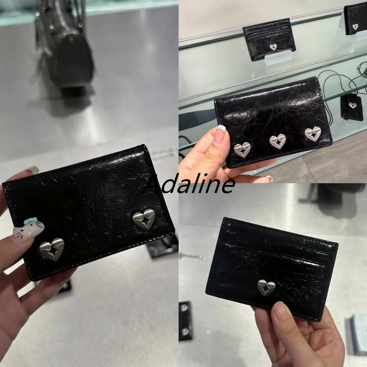 fennec-summer-new-love-heart-small-leather-wallet-card-holder-short-size-youth-women's-crossbody-purse-top-grain-cowhide