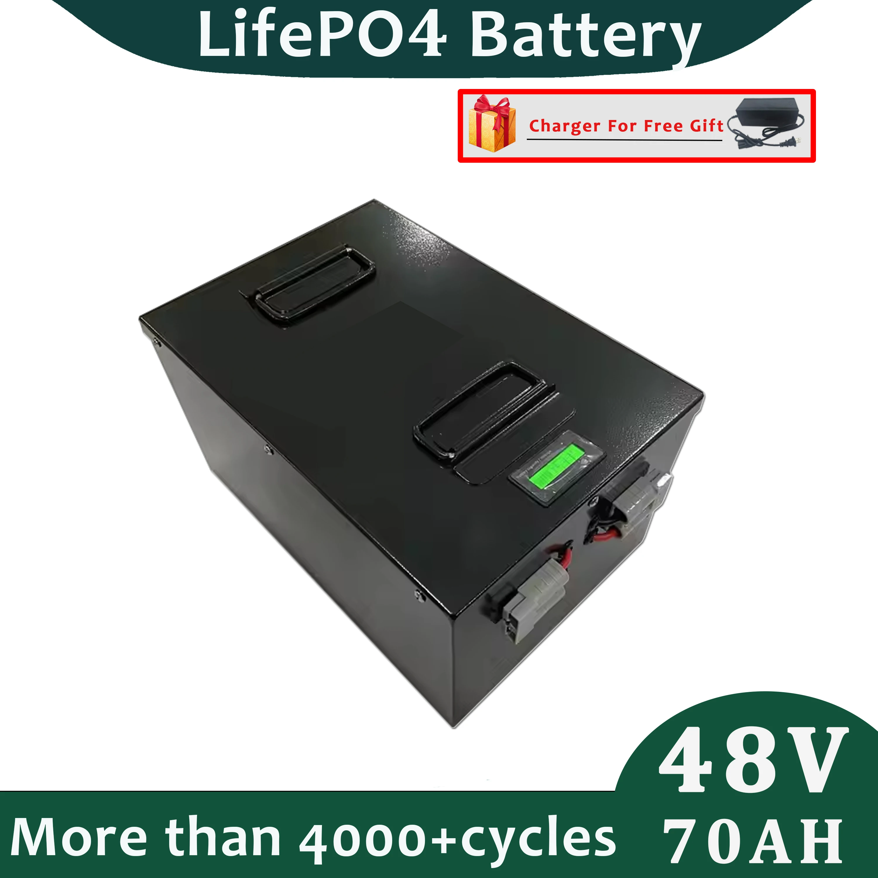 

48v 70Ah LifePO4 Battery Pack Built in Smart BMS With Bluetooth Function For Electric Golf Cart with 10A Charger