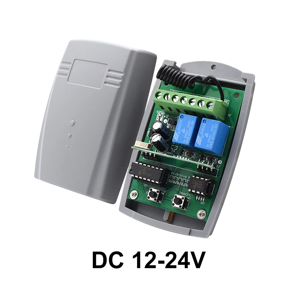 Remote Control 433mhz Universal Garage Door Receiver 2CH 12V 24V Controller Gate Opener 433.92mhz Transmitter Fixed Rolling Code