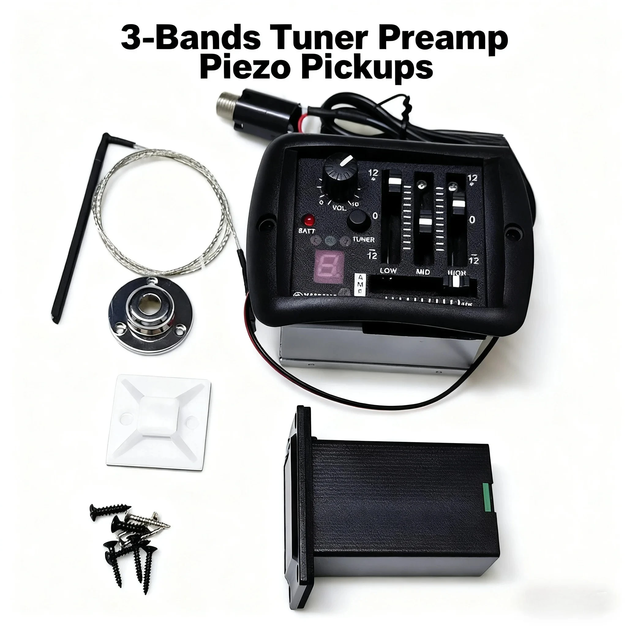 Pastillas piezoeléctricas preamplificador sintonizador de guitarra de 3 bandas con clavija final para guitarra acústica Yamaha