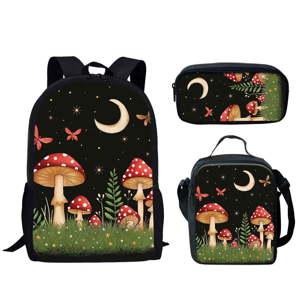 

Belidome Mushroom Moon Design 3Pcs School Bags Set for Teen Boys Girls Schoolbag Backpack for Student Bookbag Mochila Infantil