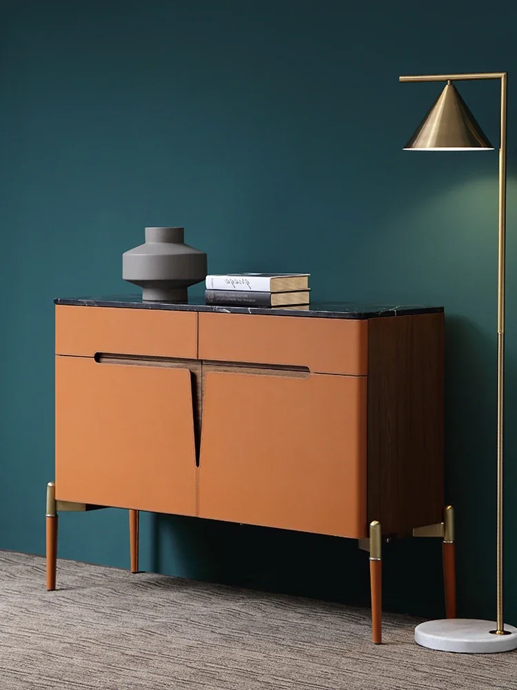 خزانة شرفة فاخرة وخفيفة الوزن أمريكية موديل غرفة بهو دخول خزانة أحذية برتقالية هيرميس خزانة جانبية إيطالية ضد #5