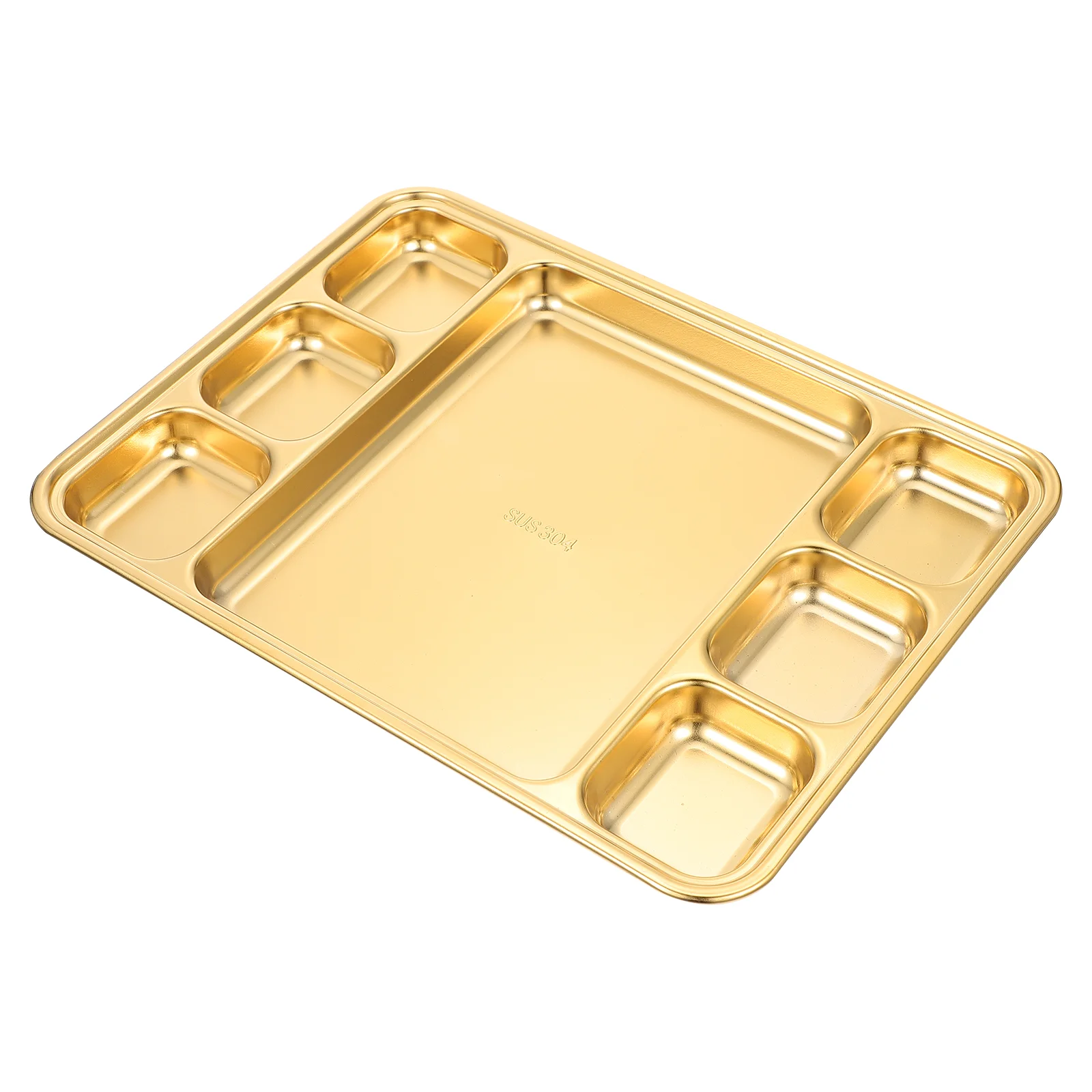 

Stainless Steel Grid Plate Food Divided Tray Serving Dish Dining Container Breakfast Plates Dinnerware Sets Portion Control Pan