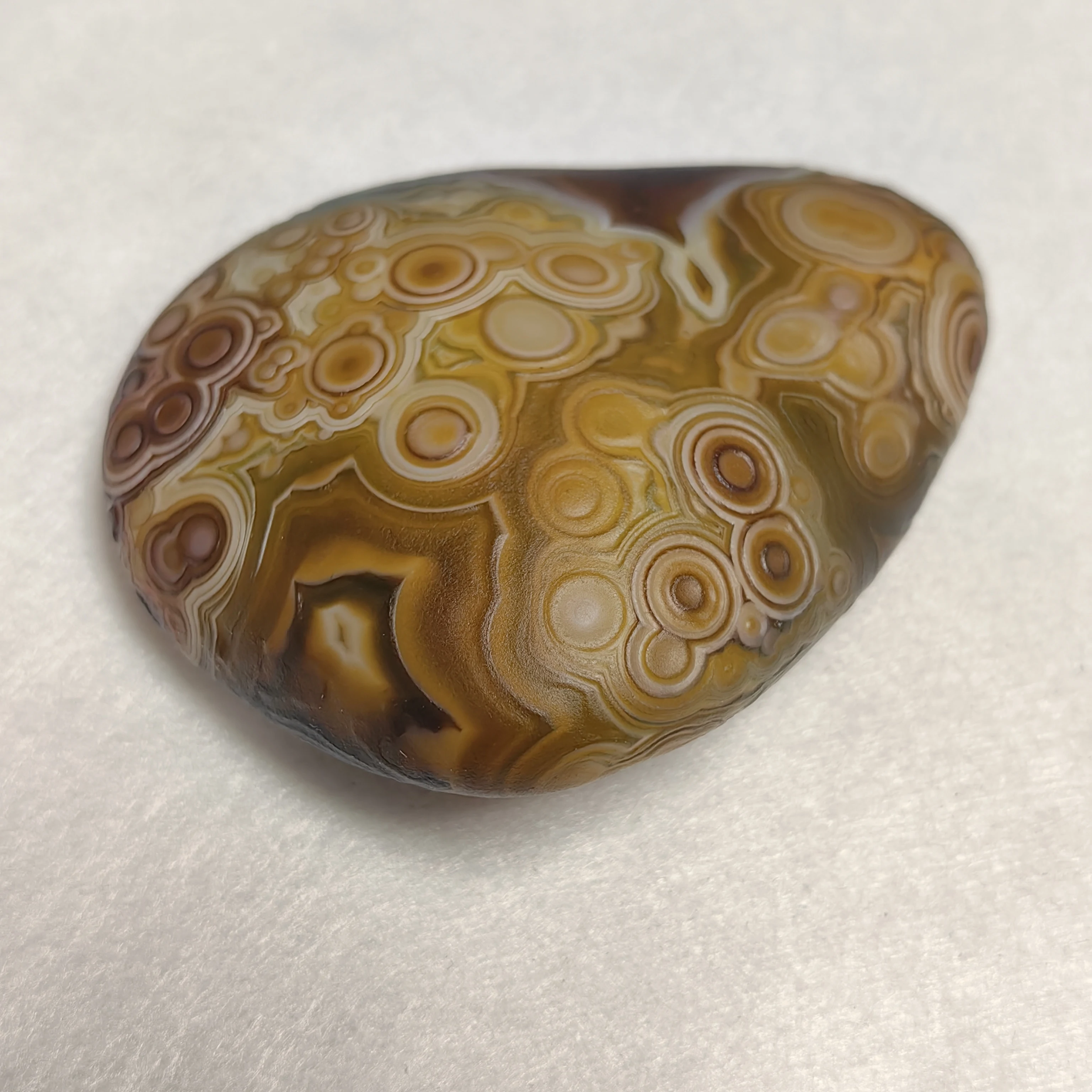 Natural Gobi Agate with Eye Texture Pattern  , Palm Stone Mineral Specimen, Unpolished Raw Rock for Collection & Desk Decor - view 2