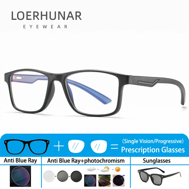 Retro Square Frame TR90 Glasses Anti Blue Light Glases for Men and Women With Myopia and Hyperopia Optical Customized Glasses