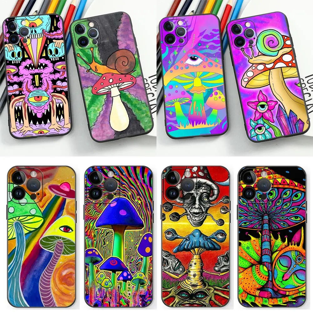 Colourful Psychedelic Trippy Art Phone Funda Case For iphone Apple 14 13 12 11 Pro XS Max Mini X XR SE 8 7 15 6 Plus Case Shell