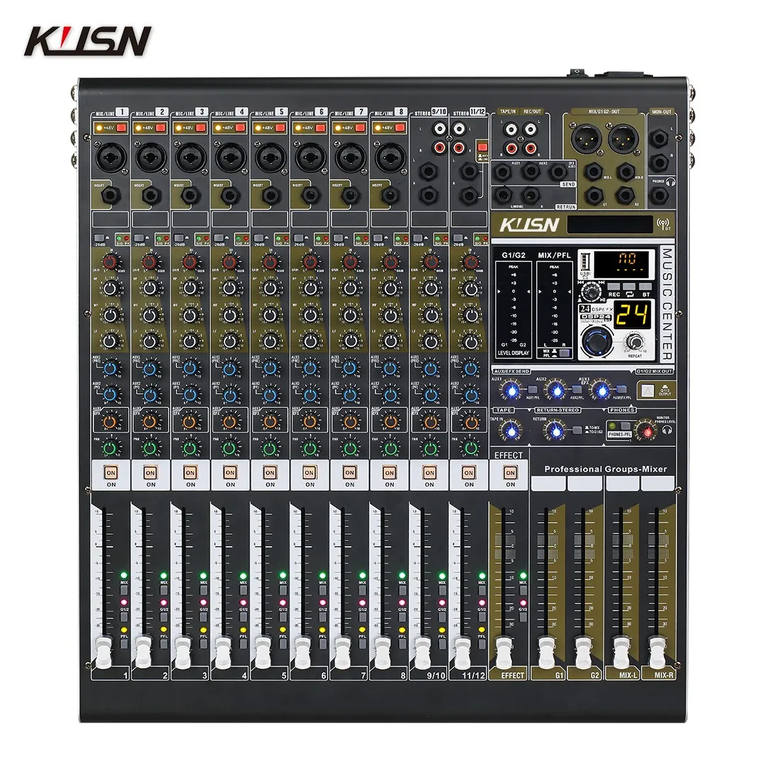 16 Channel 2 Group Professional Audio Mixing Console Digital Mixer Sound Mixer Console with 24-bit DSP Bluetooth MP3 USB