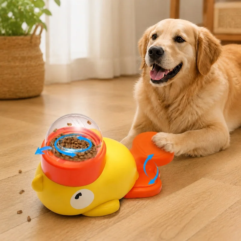 Interactive Duck Shaped Dog Treat Feeder Toy