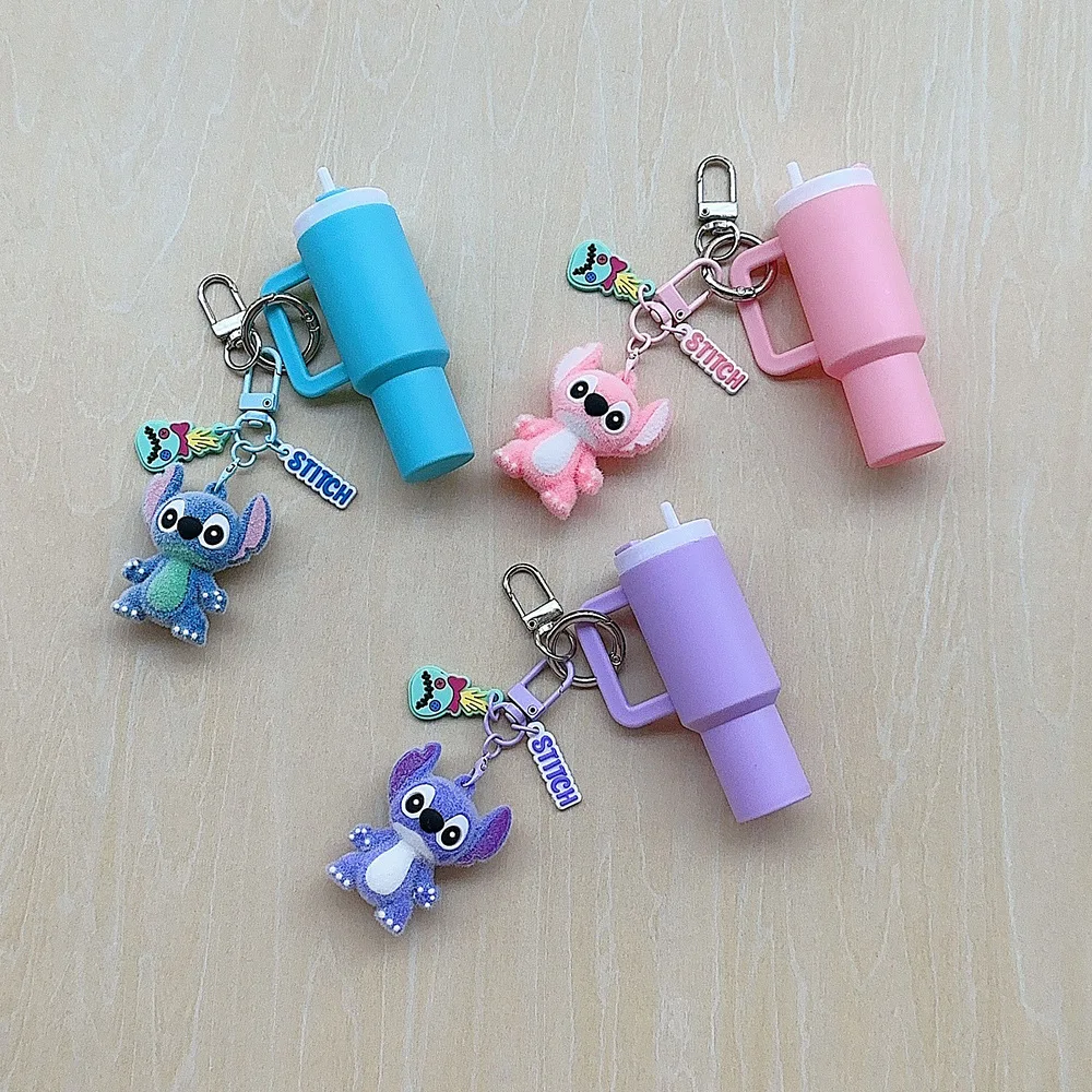

New Stitch Keychains for Mini Cup Accessories Cute Tumbler Lip Balm Storage Box Women Purse Backpack Decor Holder Ornaments