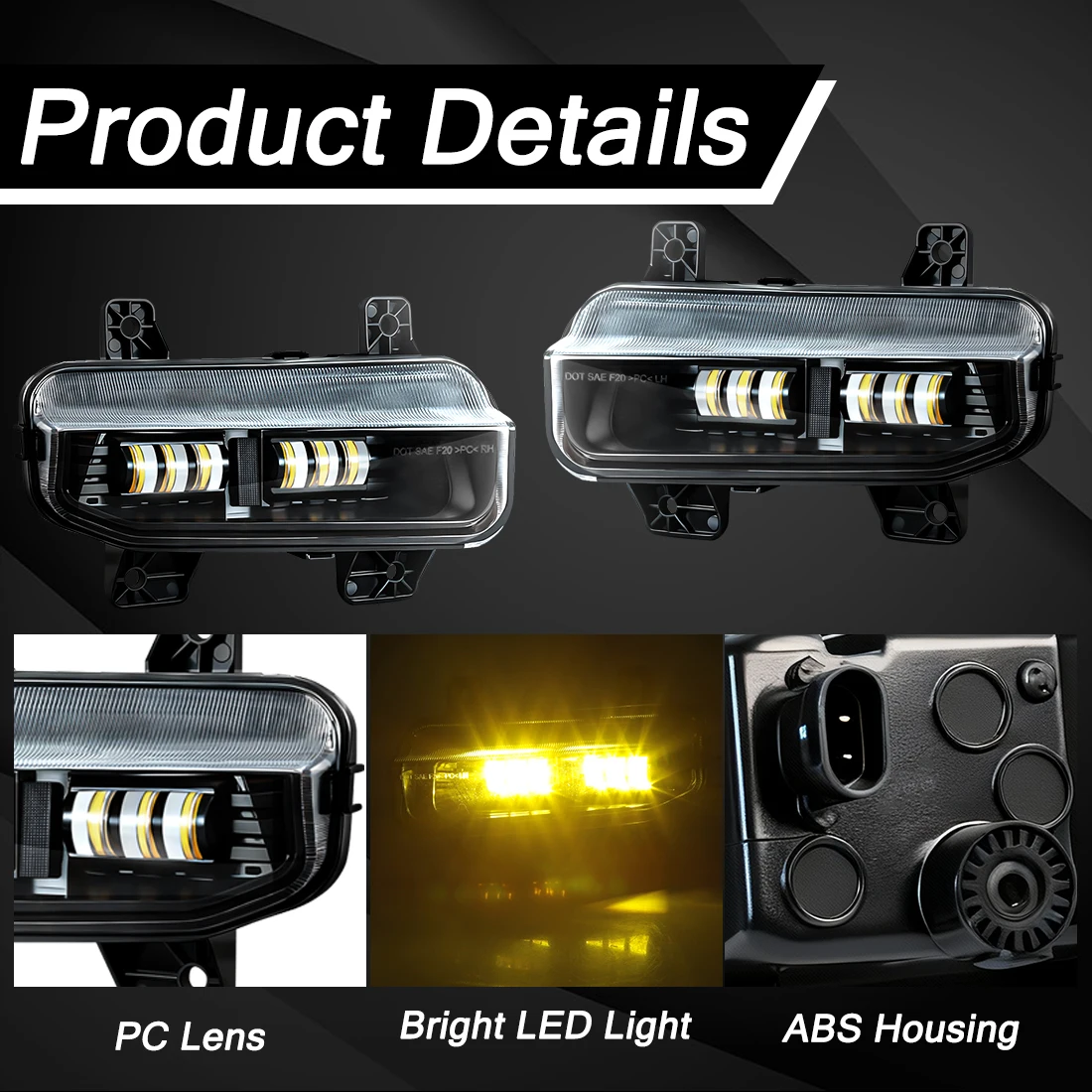 Fog Light Assembly For Dodge Ram 1500 2500 3500 2019 2020 2021 2022 2023 2024 6 LED Fog Lamp Front Bumper Headlight Accessories view 3