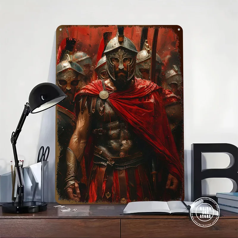 Sparta Warrior Tinplate Posters Customizable Wall Art Retro Vintage Metal Signs for Home Room Garage Decoration Gaming Wand Deko