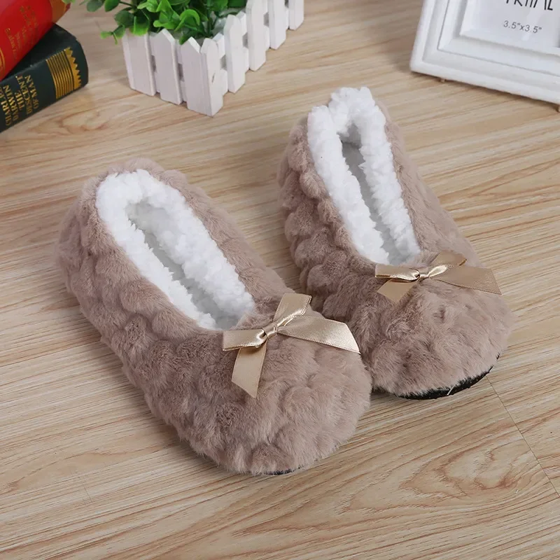 New Fluffy Female Floor Slipper Women\'s Winter Shoes Warm Thick Fur Plush Anti-Skid Grip Sole Cute Funny Indoor Home House Shoes