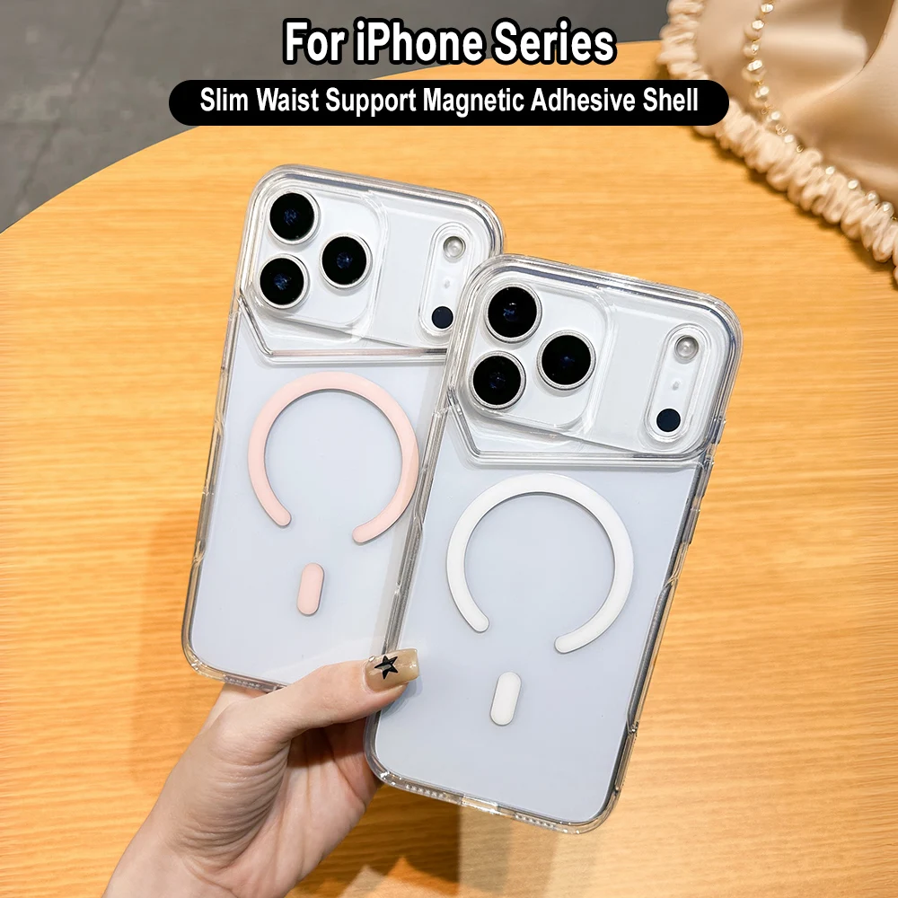 Luxury Clear Acrylic Shockproof Armor Case For iPhone 17 Pro Max 16 15 14 13 12 11 ProMax For Magsafe Wireless Charge Back Cover