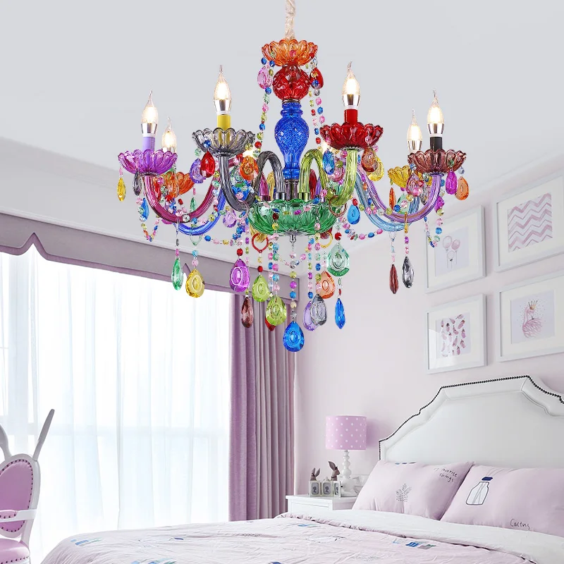 European style rural decoration colorful crystal chandeliers restaurants coffee shops colorful dream multi creative Chandelier