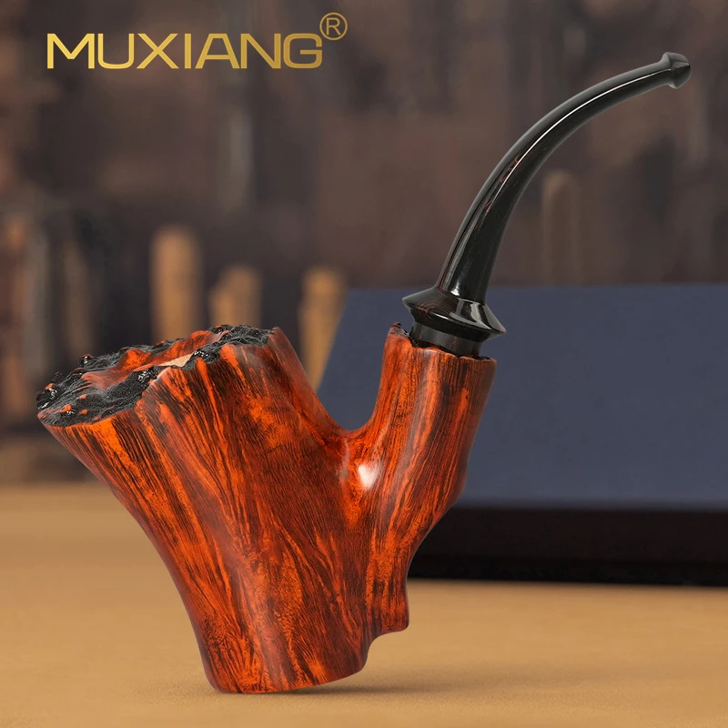 MUXIANG handmade Briar Tobacco Pipes Hand Carved Pipes Cumberland Mouthpieces Free Style Pipes Christmas Gift smoking wood pipe