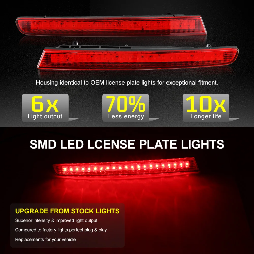 2 pçs preto esfumaçado led pára-choques traseiro refletor luz para ford explorer 2011 2012 2013 2014 2015 cauda freio nevoeiro lâmpada acessórios do carro