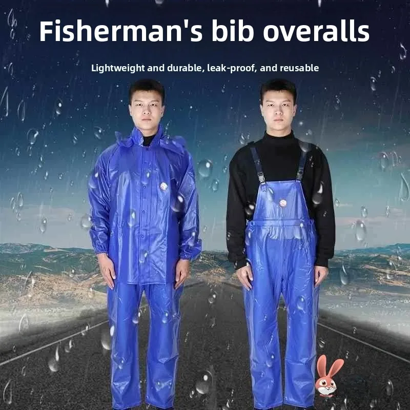 

Утолщенный дождевик и дождевые брюки из ткани Оксфорд с плечевыми ремнями для рыбалки, дышащие, универсальный размер для мужчин