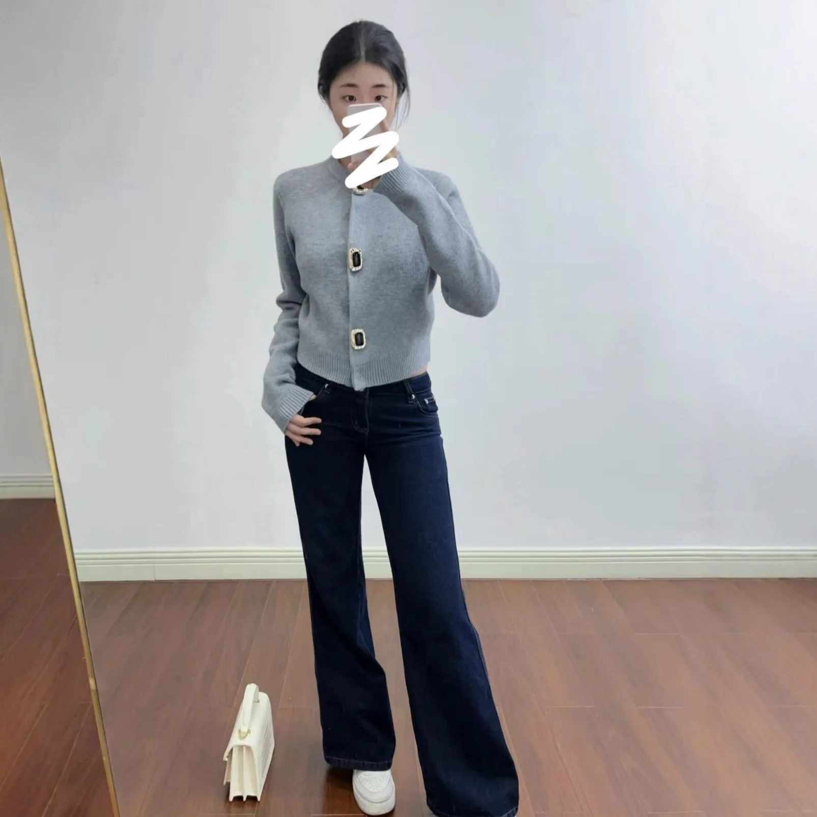 【Geschenk kostenlos】2025 SP Herbst einfaches koreanisches Pendler-Stil Lazy Knit Rundhals-Cardigan-Oberteil für Damen