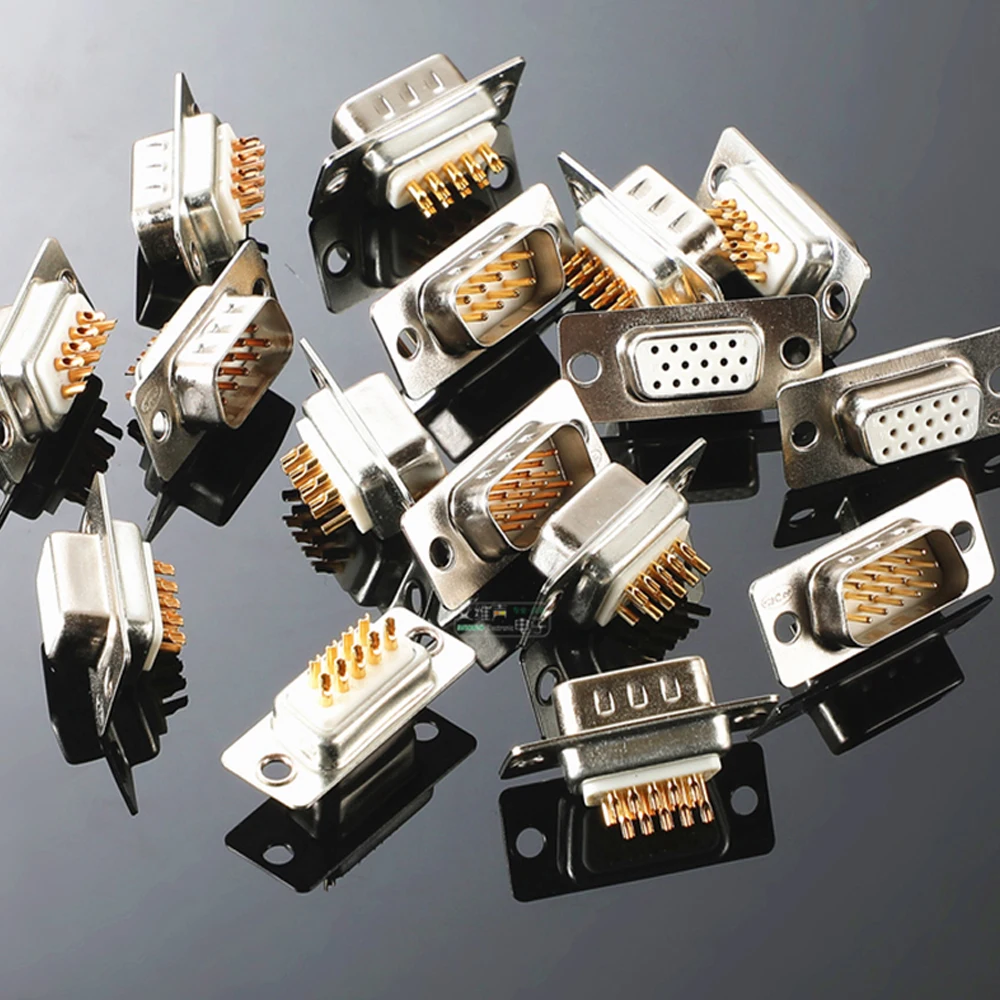 

RS232 Serial Port DB9 Pin 5USolid Core Needle Data Interface Male And Female Welded Plug AMP Metal Iron Shell Gold Plated