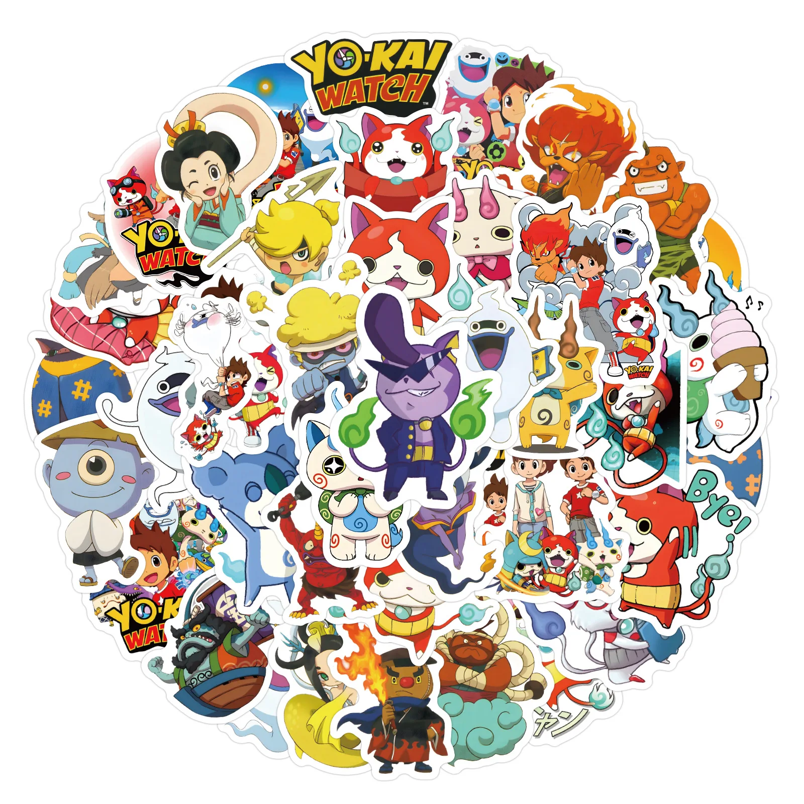 60 Pegatinas Decorativas de Yo-kai Watch para Cuadernos, Tazas, Computadoras, Resistentes al Agua