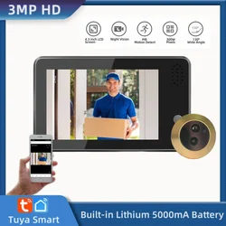 3MP Smart Life Outdoor Wireless Door Eye Camera 2.4G Wifi Tuya Smart Securit One Way Audio Peephole Video Door Camera