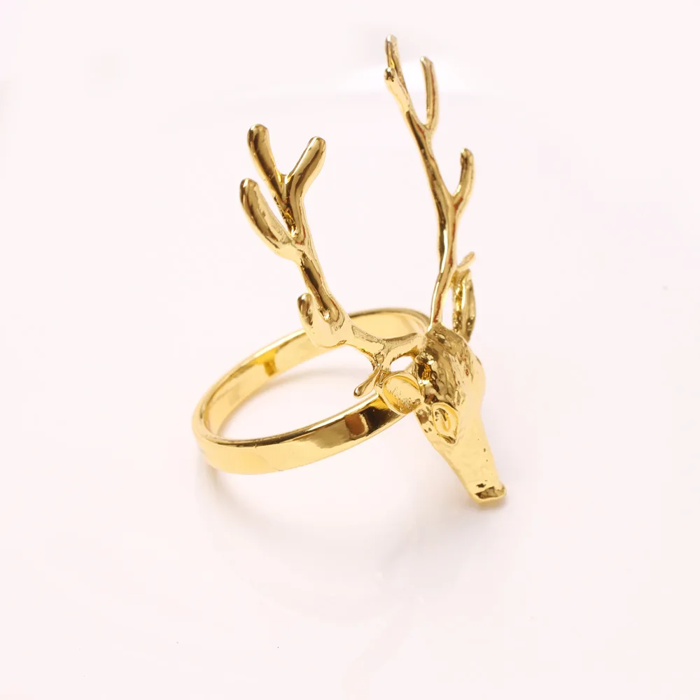 

6 Pcs Gold Deer for Head Shape Napkin Rings Christmas Party Dinner Table Decor Wedding Dinner Hand Towel Holder Napkin Buckl
