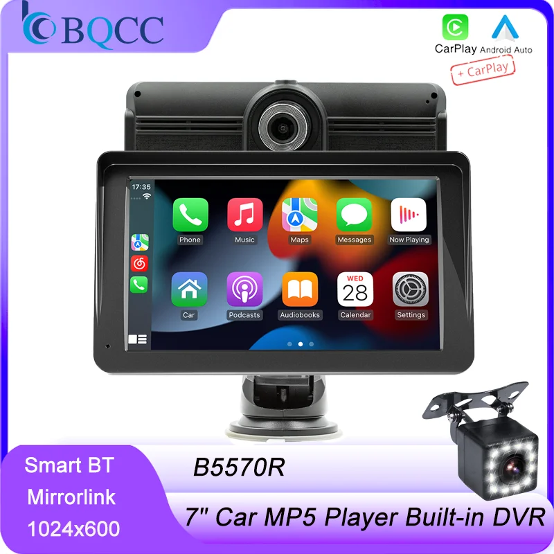 

BQCC 7" MP5 Car Player BT USB TF AUX Input Built-in DVR Mirrorlink wireless Android AUTO/CarPlay Car Stereo B5570R