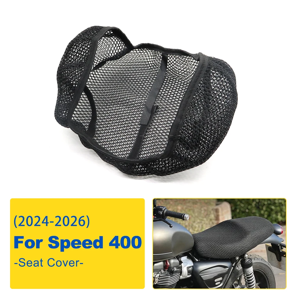 Motorcycle Seat Cover 3D Mesh Fabric Seat Non-Slip Breathable Protect Cushion For Speed 400 Speed400 Speed-400 2024 2025 2026