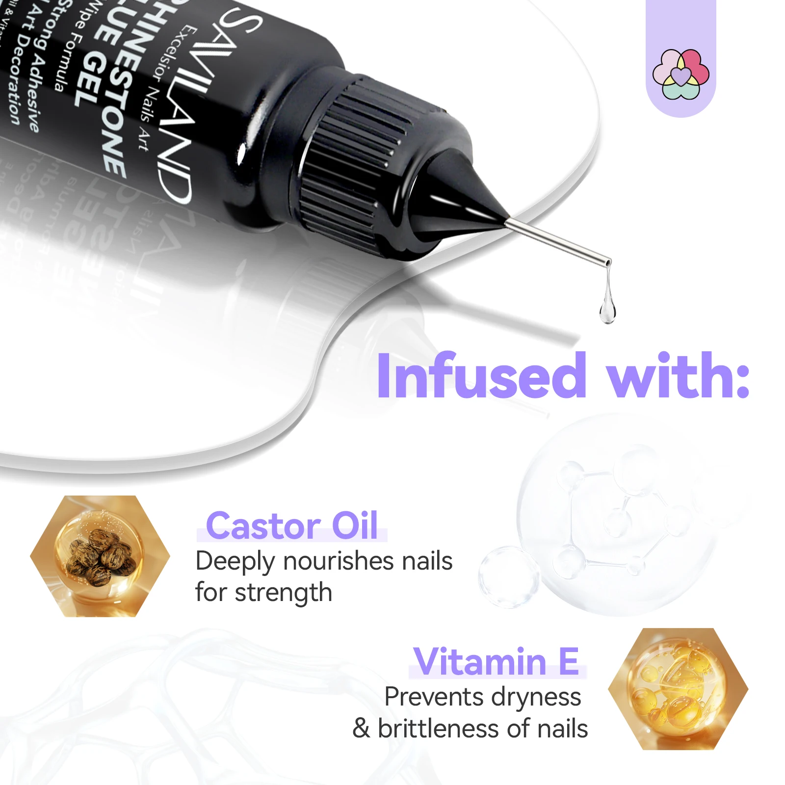 SAVILAND 2 قطعة المهنية مسمار حجر الراين الغراء 12 مللي سوبر قوي لاصق هلام للأحجار الكريمة الماس ثلاثية الأبعاد الفن الشفاء المطلوبة صالون المنزل