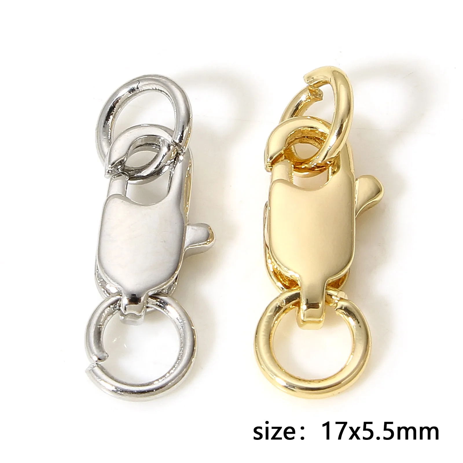 5PCs Copper Lobster Clasps Hooks Connectors With Open Jump Ring For Jewelry Making Diy Bracelet Necklace Craft Findings 17*5.5mm