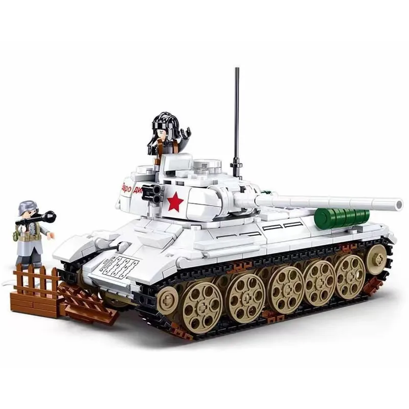 Military 518PCS Soviet Union T34-85 Medium Tank Model Bricks  World War II WW2 Soldier Figures Building Blocks Set Christmas Gif