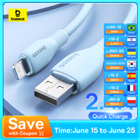 Baseus TPE 2.4A Fast Charging USB Cable for iPhone 14 13 Pro Max Xs Xr X 8 Plus Cable for iPhone iPad Air Mini 4 Charger Cable