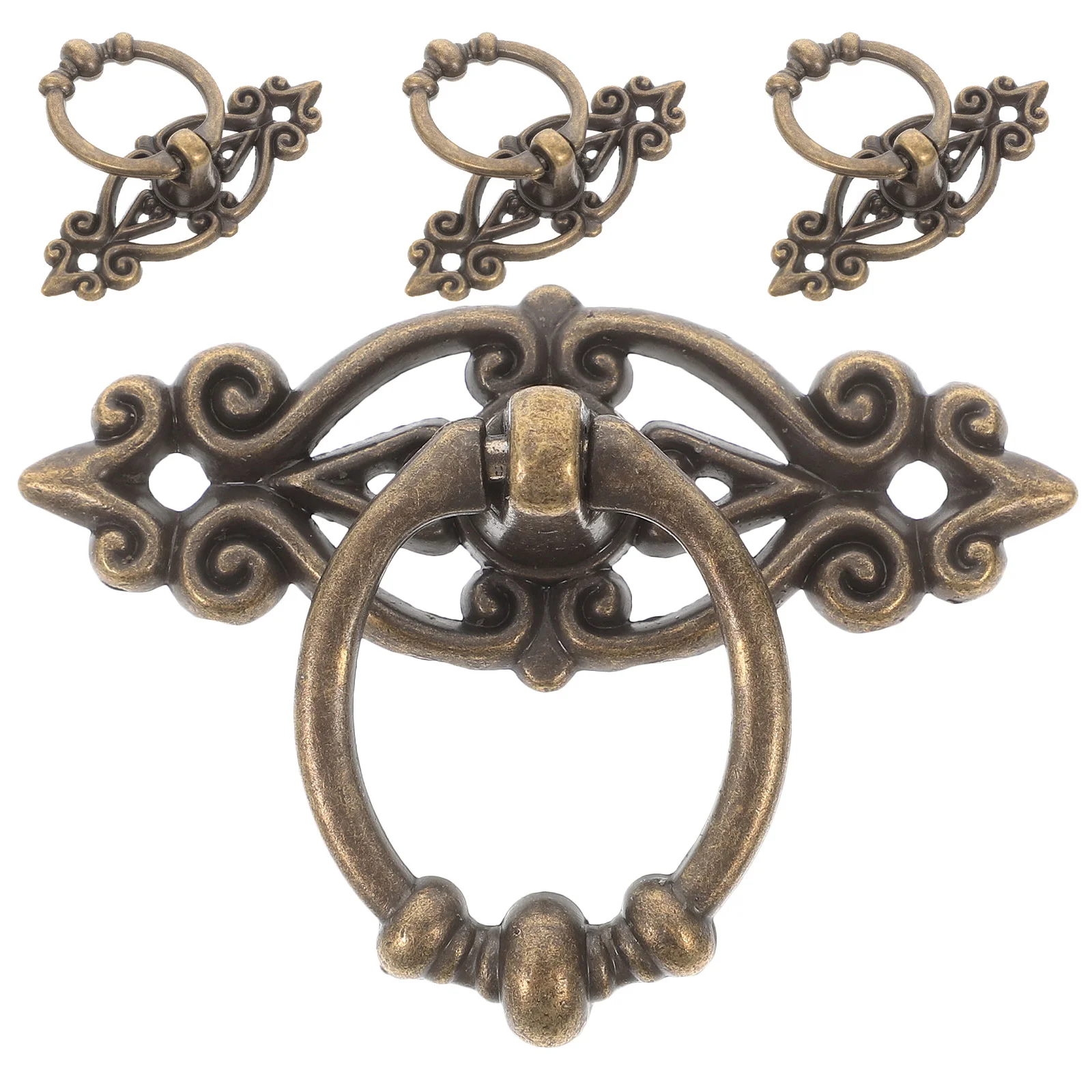 

4Pcs Vintage European Cabinet Pulls Zinc Alloy Drawer Handles Decorative Drawer Pulls for Dresser Wardrobe Kitchen