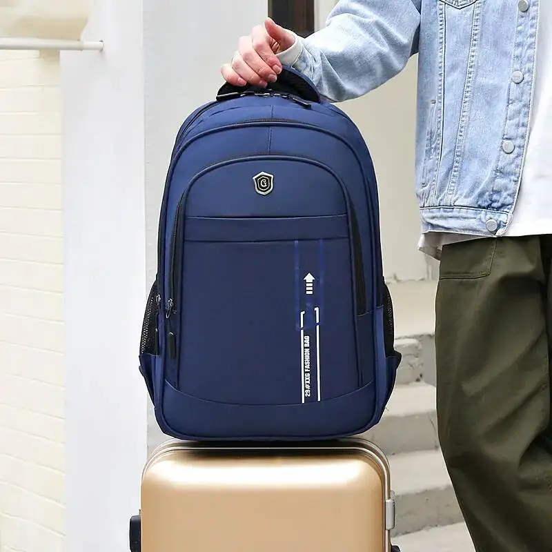 Men's Fashion Commuting Multi-compartment Double Shoulder Bags Casual Laptop Bag Outdoor Hiking Oxford Cloth Backpack
