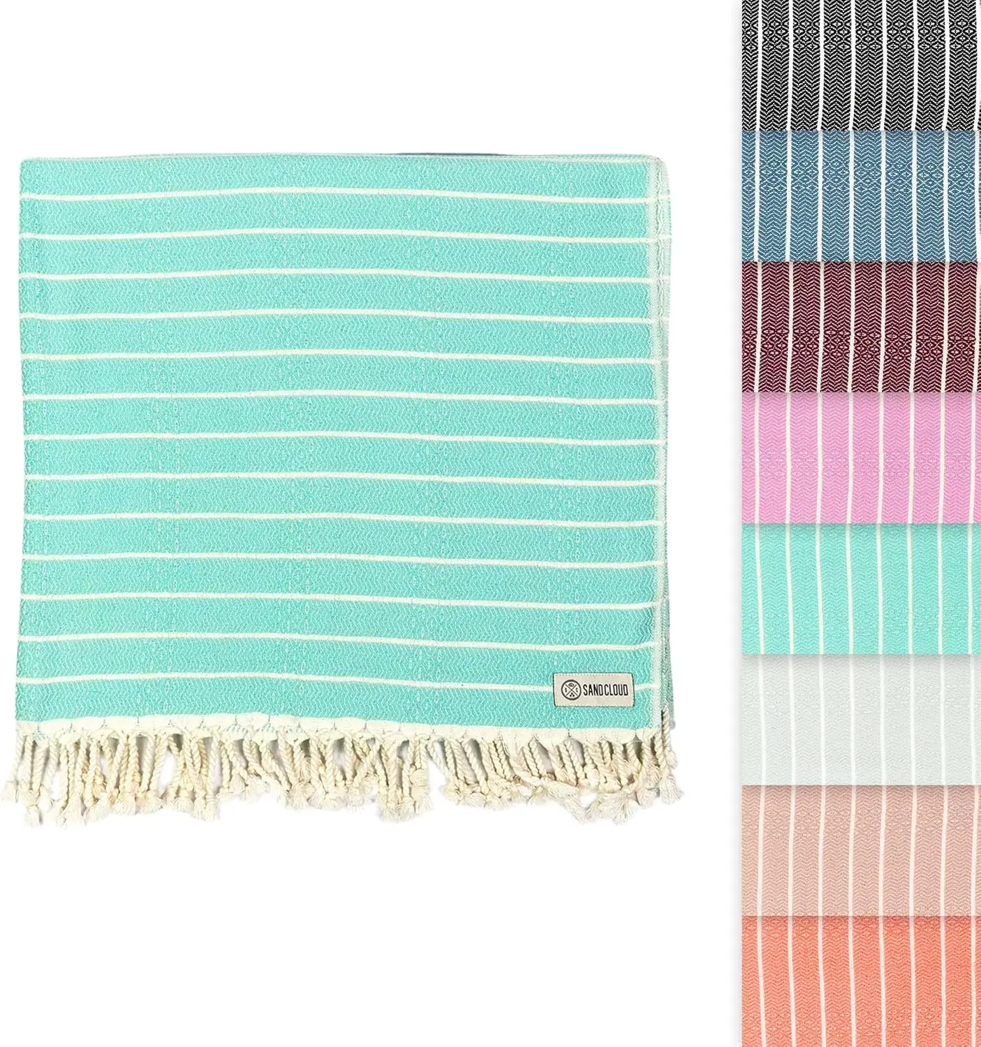 

Большое турецкое пляжное полотенце - без песка, быстросохнущее, 100% органический хлопок - отлично подходит для пляжа или в качестве покрывала - мятный цвет