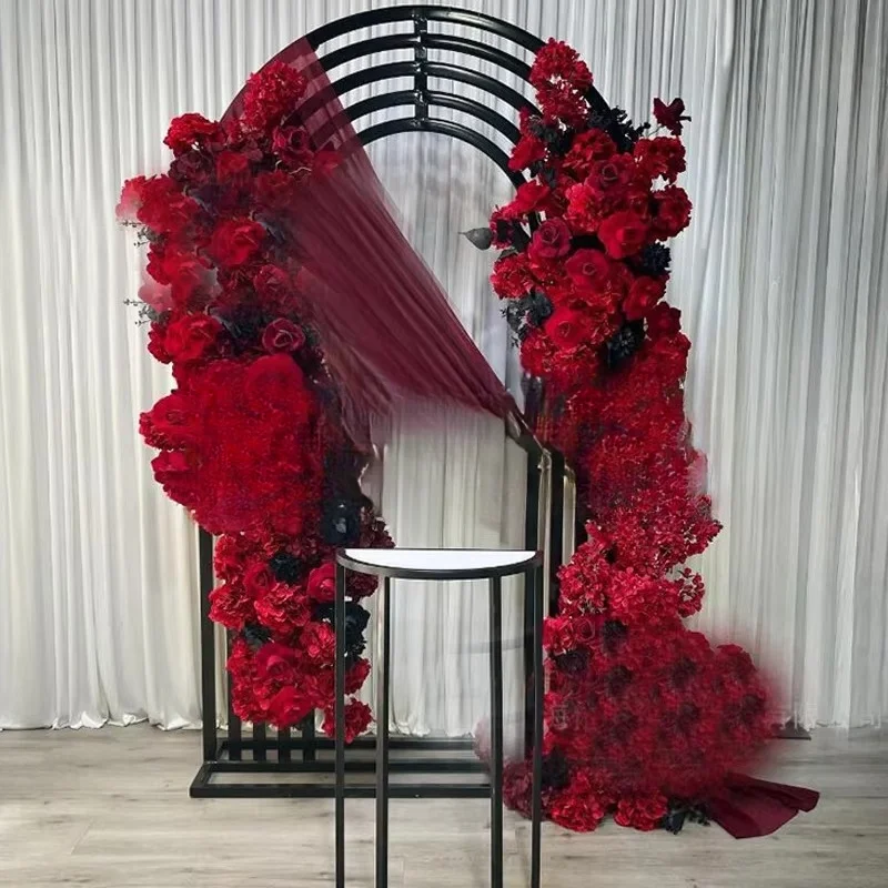The new wedding stage is decorated with a metallic white background wall, suitable for photography