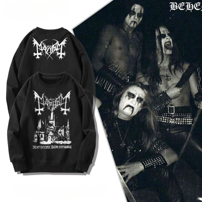 Sudaderas con capucha de cuello redondo de Mayhem Band para hombre y mujer, estilo rock noruego de black metal, tendencia de chaqueta de forro polar para otoño e invierno