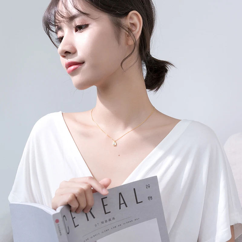 Modian Original Brand Drop Multicolor Crystal Dazzling Necklace For Women Gold Color 925 Sterling Silver Pendant Fashion Jewelry