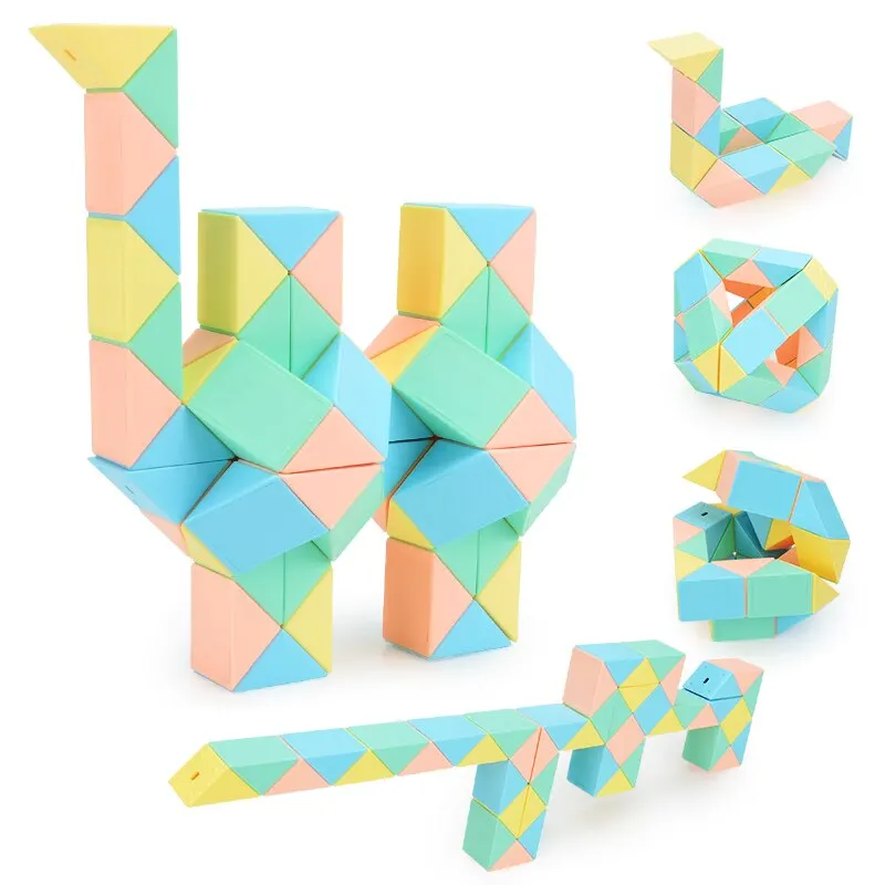 Magic Snake Cube Blocks .Toys for Kids.3D Puzzle Montessori Toy and STEM for Ages 3+.Adults Stress Relief