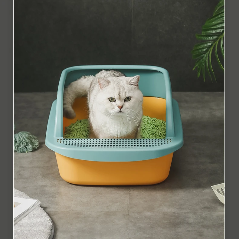 Large Capacity Semi-closed Cat Litter Basin Rectangle Bins Plastic Container Dog Rabbit With Shovel Litter Box Cat Toilet