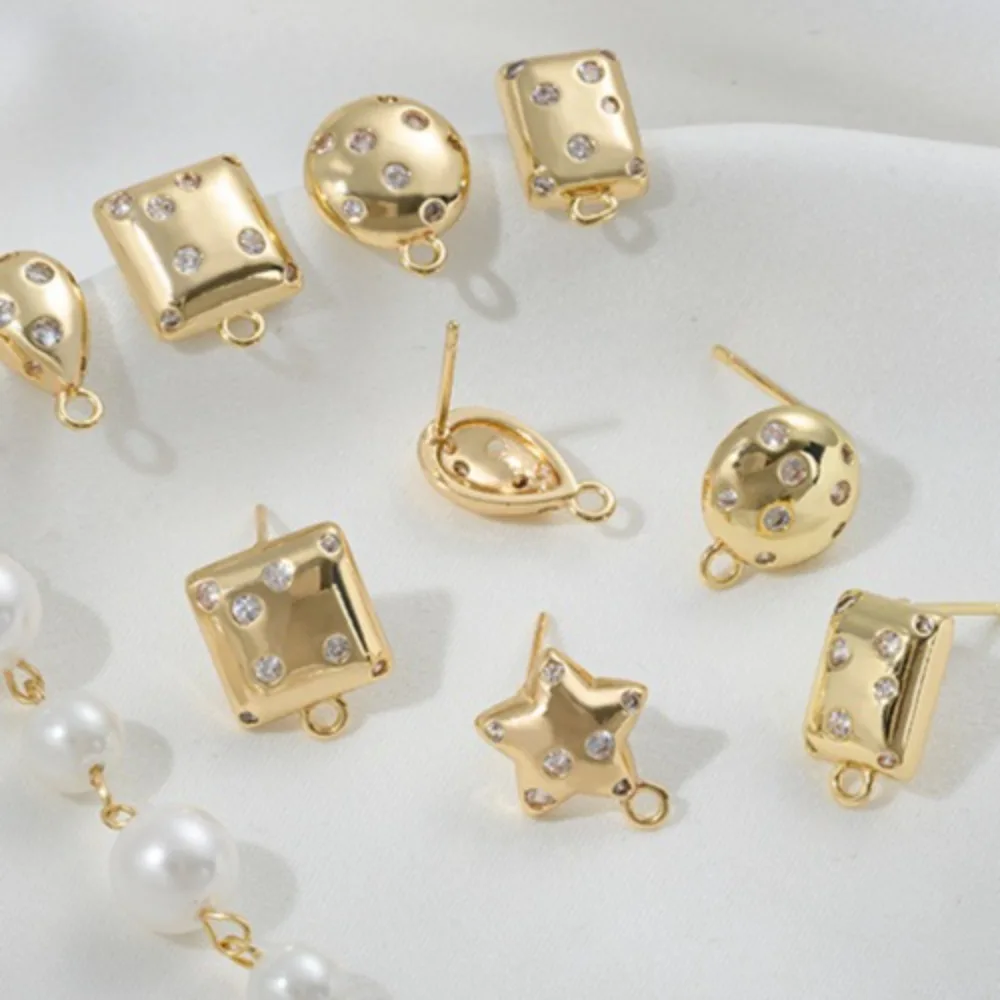 

Медные 14-каратные золотые серьги с цирконием, геометрические квадратные круглые висячие серьги с каплями воды, ручная работа, сделай сам, ювелирные изделия для ушей, аксессуары, материал